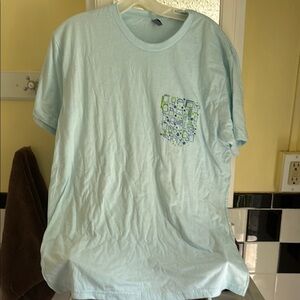 Light Blue Graphic Pocket T-Shirt